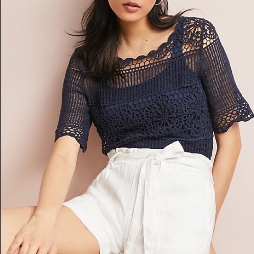 Anthropologie James Coviello Crochet Top